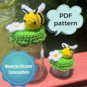 Bee x flower Mason jar lid cover PDF pattern | mason jar | gift idea | DIY gift | Bee