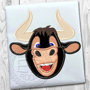 Bull face Applique Embroidery Design, Cartoon hero Applique Embroidery Design, Good bull Applique Embroidery Design, Instant Download # 99
