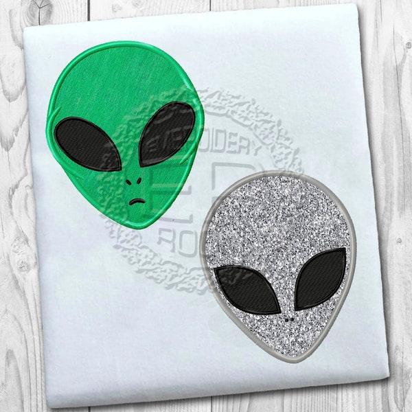 2 sets Aliens applique machine embroidery design, Face applique machine embroidery, Simple embroidery, UFO applique design, Instant Download