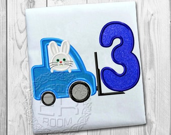 Third birthday Loader Applique Embroidery Designs, Bunny Applique Embroidery Designs, Third birthday, Machine Embroidery, Instant Download