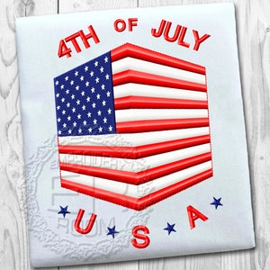 4th of July Embroidery Design, Independence Day Embroidery Design, Flag Embroidery Design, USA Embroidery Design, Square, Instant Download