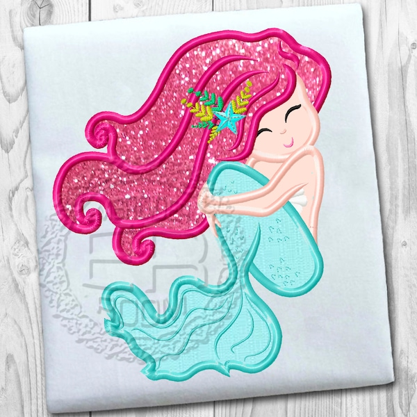 Mermaid princess embroidery design, Applique embroidery design, Little mermaid embroidery design, Baby embroidery design, Instant Download 8