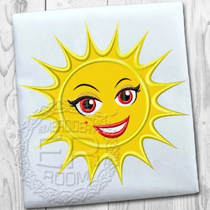 Sun Applique Machine Embroidery Design: Summer Baby Face (Instant Download)