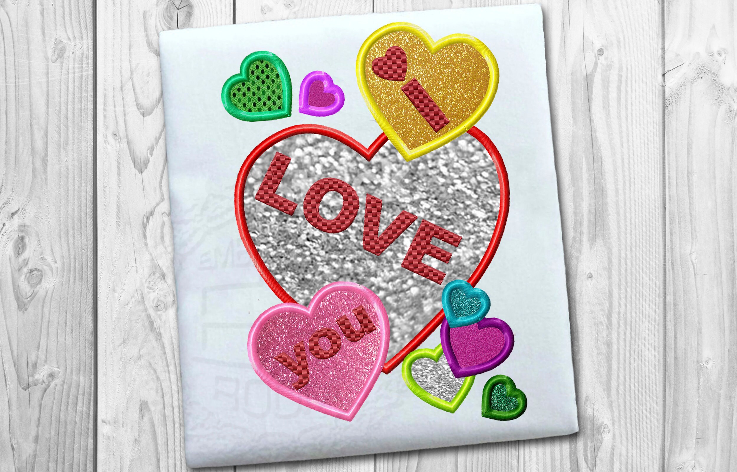 I Love You With Heart Embroidery