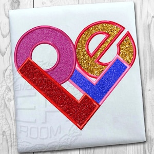 Heart Applique Embroidery Design, Love Applique Embroidery Design, Font Applique Embroidery Design, Valentine&#39;s Day, Instant Download # 122