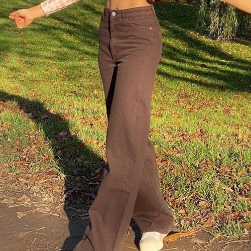 Y2K Casual Brown, High Waisted, Loose & Long Trousers, Pants / Streetwear / Autumnwear / Vintage / Winterwear / Casual / 2021 Fashion /Retro