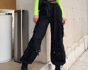 high waisted parachute pants