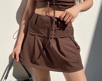 Brown mini skirts for sale Short Brown Skirt Etsy