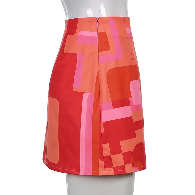 Y2K Pink Colored Geometric Print Designed High Waisted - Etsy