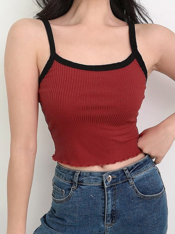 spaghetti strap red tank top