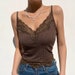 Y2K Patchwork Lace Decorated, Sleveless, Sphagetti Strap, Deep V-Neck, Sexy, Cami Crop Top / 2021 Fashion / Streetwear / Vintage 