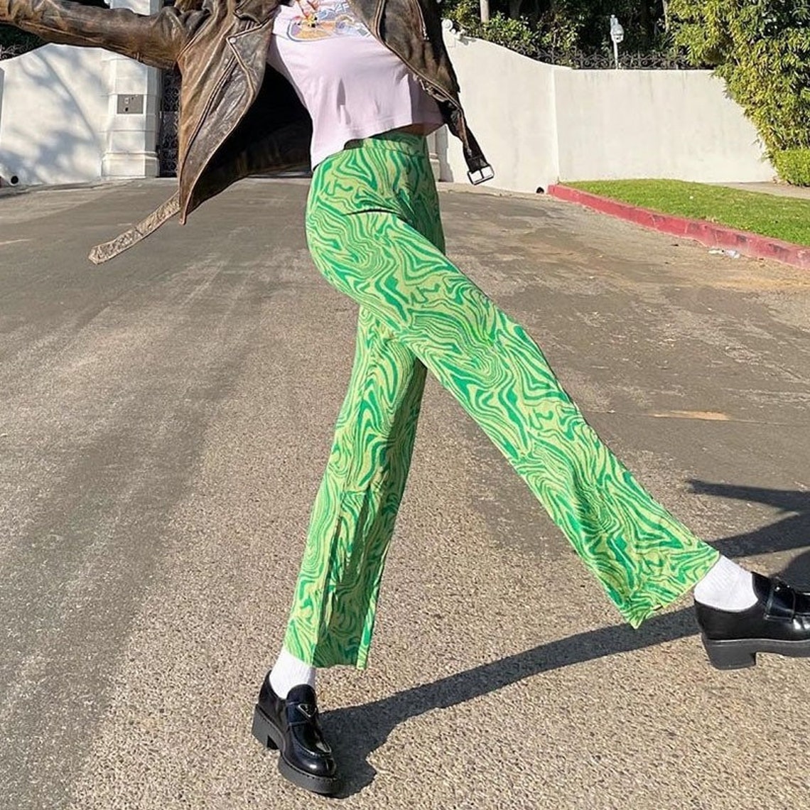 Y2K Green Paisley Designed High Waisted Tie Dye Joggers | Etsy