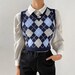 2 Colored Y2K Argyle Plaid V-Neck Crop Top Sweater  Vest / Winterwear / Autumnwear / Streetwear / Vintage / Retro / Y2K Aesthetic 