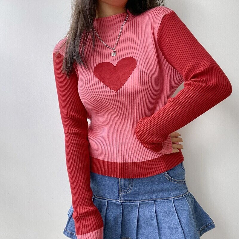Pink Heart Sweater - Etsy