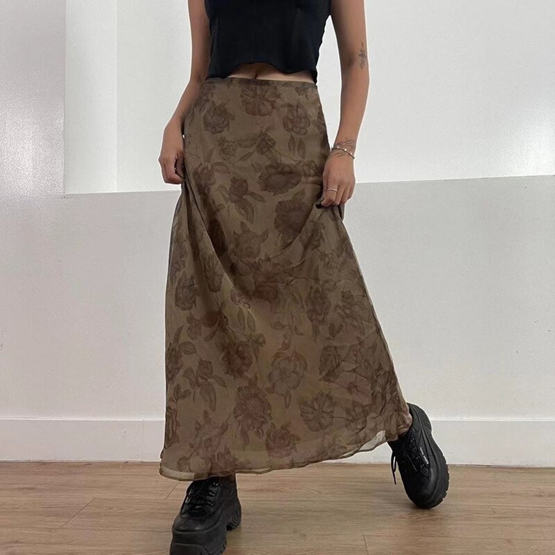 Low Rise Double Layer Mesh Maxi Skirt / Streetwear / Lolita / - Etsy
