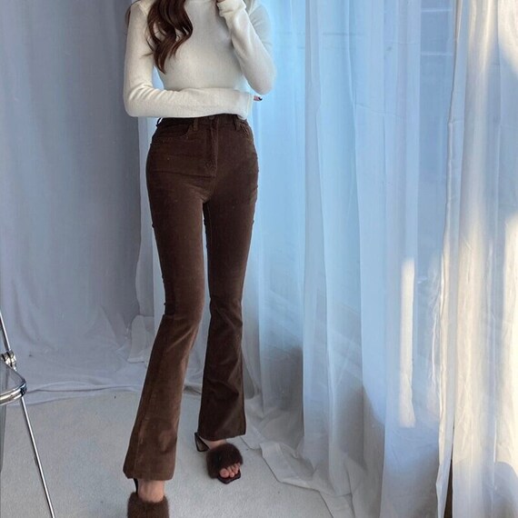 Y2K Brown High Waisted Sexy Skinny Vintage Trousers Flare | Etsy