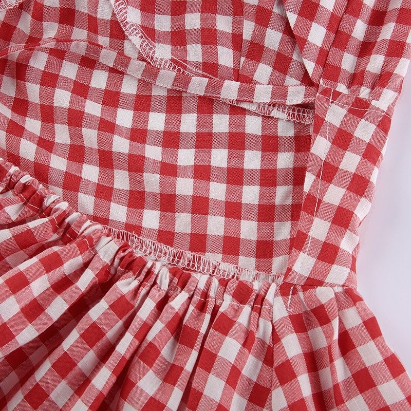 Y2K Checkered Plaid & Puff Sleeve Designed Mini Pleated Dress | Etsy