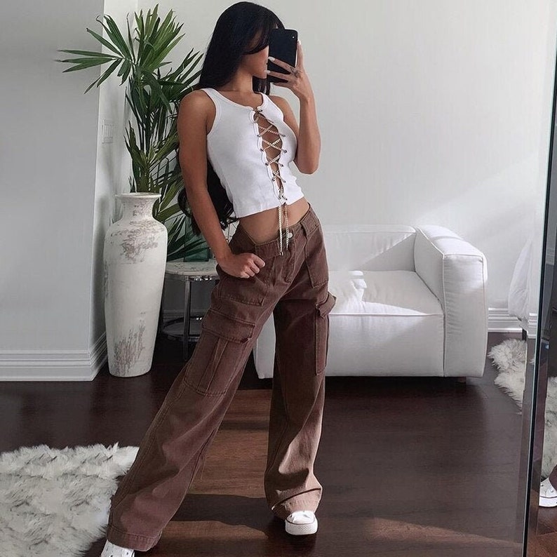 brown high waisted pants