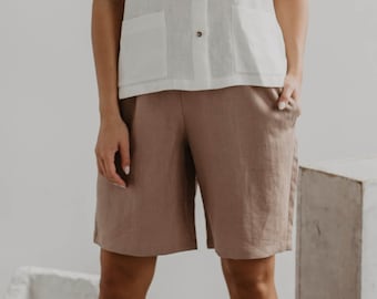 Long linen shorts MATILDA. Linen shorts colorful