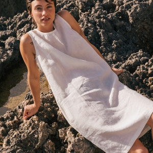 Loose linen dress NORAH. Sleeveless dress. Linen dress for women.