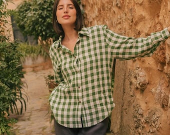 Camisa casual de lino ODENSE. Top de lino mujer