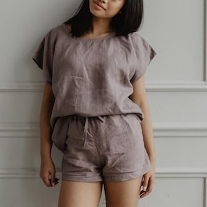 Short sleeve linen pyjama set CLOUD NINE