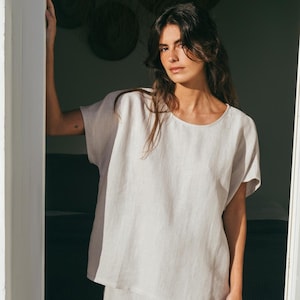Short sleeve linen pyjama set CLOUD NINE