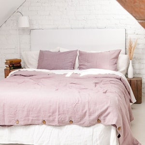 Linen bedding set in Dusty Rose. Boho linen duvet cover set. Linen bedding in Pink image 5