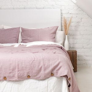 Linen bedding set in Dusty Rose. Boho linen duvet cover set. Linen bedding in Pink image 4