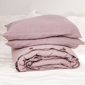 Linen bedding set in Dusty Rose. Boho linen duvet cover set. Linen bedding in Pink image 1