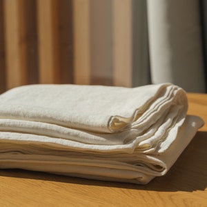 Linen flat sheet in White. Linen bedspread