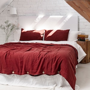 Terracotta linen duvet cover. Boho linen bedding