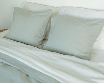 Linen Pillowcase in Sage Green Stonewashed Sham Pillow Cover King Pillowcase Queen Pillow Cover Standart Sham