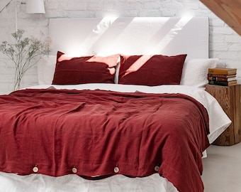 Terracotta linen duvet cover. Boho linen bedding