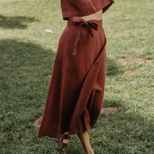 Linen wrap skirt IRIS. Linen wrap skirt TERRACOTTA