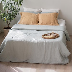 Sage Green Linen Duvet Cover. Duvet cover king boho. Linen bedding