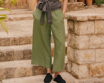 TOKYO linen pants. Japanese style linen pants.  Linen pants for women. High waisted linen pants
