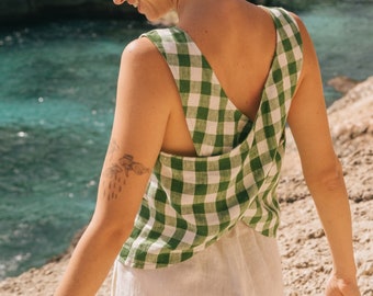 Linen pinafore top ELLA. Linen top for women