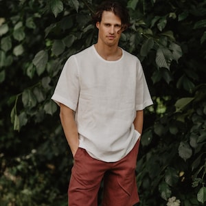 Oversized Leinenoberteil ATLAS. Lässiges Leinen Top für Männer. Leinen T-Shirt für Männer
