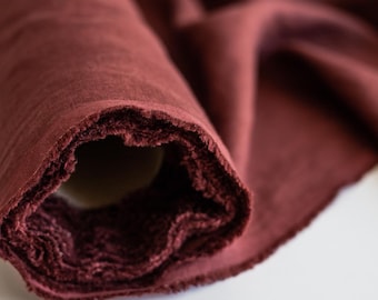 95"/240cm Terracotta Wide Linen Fabric Upholstery Fabric By The Yard Linen Fabric By The Yard For Clothes Wide Linen Fabric