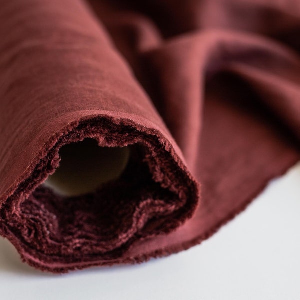 95"/240cm Terracotta Wide Linen Fabric Upholstery Fabric By The Yard Linen Fabric By The Yard For Clothes Wide Linen Fabric
