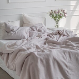 Linen duvet cover in Cream. Linen bedding. Bedding set queen. image 2