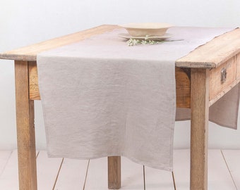 Linen Table Runner In Beige Natural Linen Table Top Farmhouse Table Decor