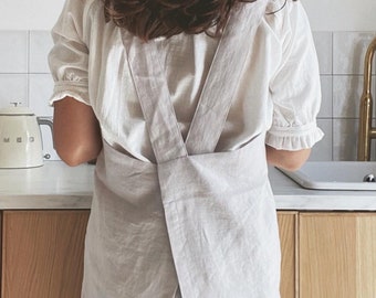 Japanese linen apron. Cute apron with pockets