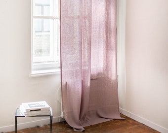 Tie Top Linen Curtains Pink Long Linen Curtains For Living Room