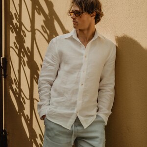 Mens Classic Linen shirt - White