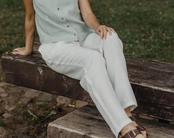 MALMO linen pants. Classic style linen pants.