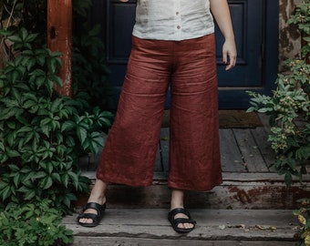 TOKYO linen pants. Japanese style linen pants.  Linen pants for women. High waisted linen pants