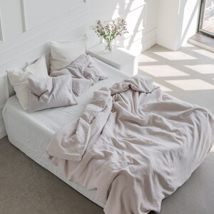 Linen duvet cover in Cream. Linen bedding. Bedding set queen. image 3