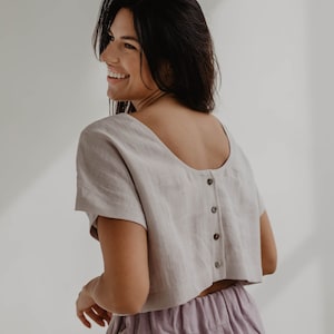 Linen crop top LISA. Sleeveless linen top
